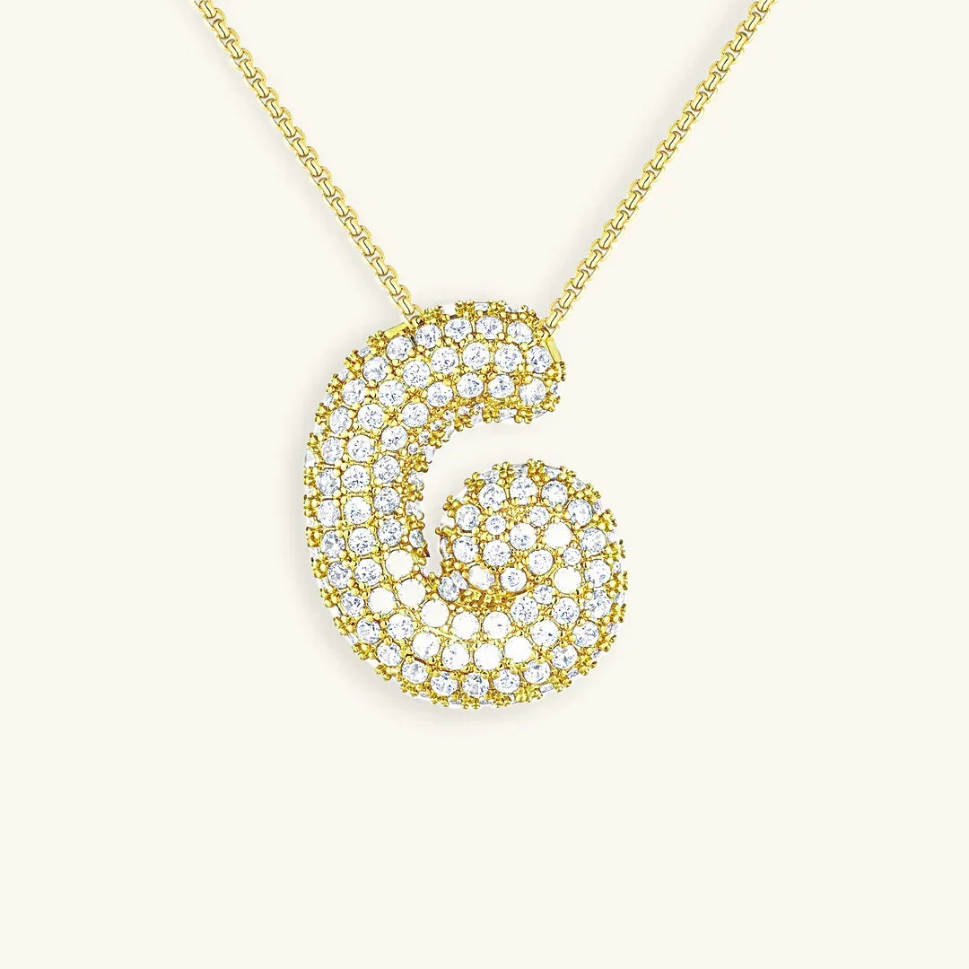 [Royal&Vicky]Bubble Initial Diamond Necklace