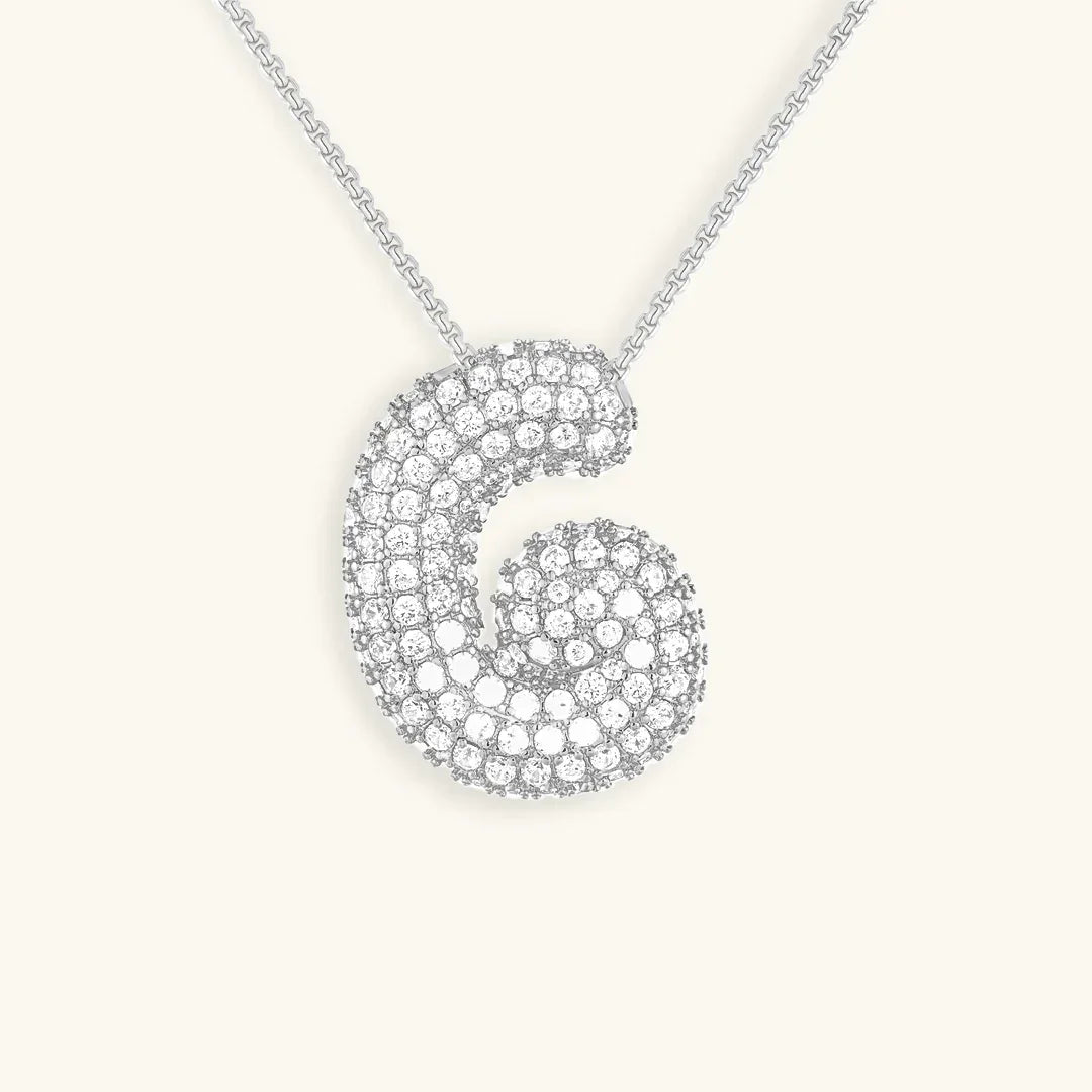 [Royal&Vicky]Bubble Initial Diamond Necklace