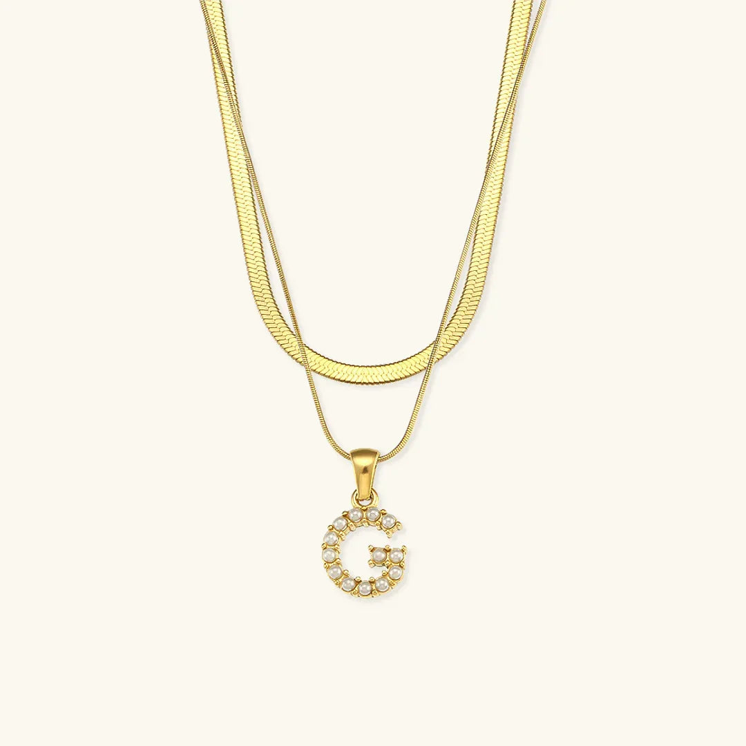 [Royal&Vicky]Fiona Layered Gold Initial Letter Necklace