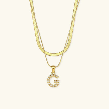 [Royal&Vicky]Fiona Layered Gold Initial Letter Necklace