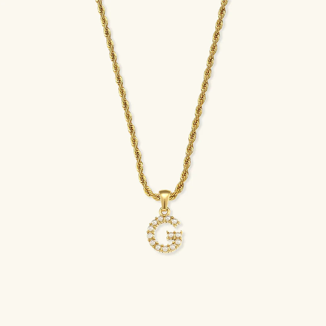 [Royal&Vicky]Elodie Initial Letter Pearl Necklace