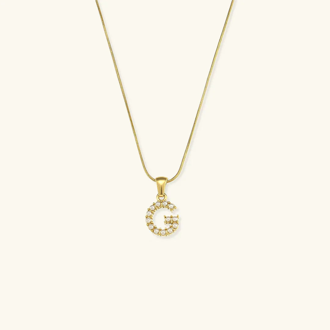 [Royal&Vicky]Augustine Initial Letter Pearl Necklace