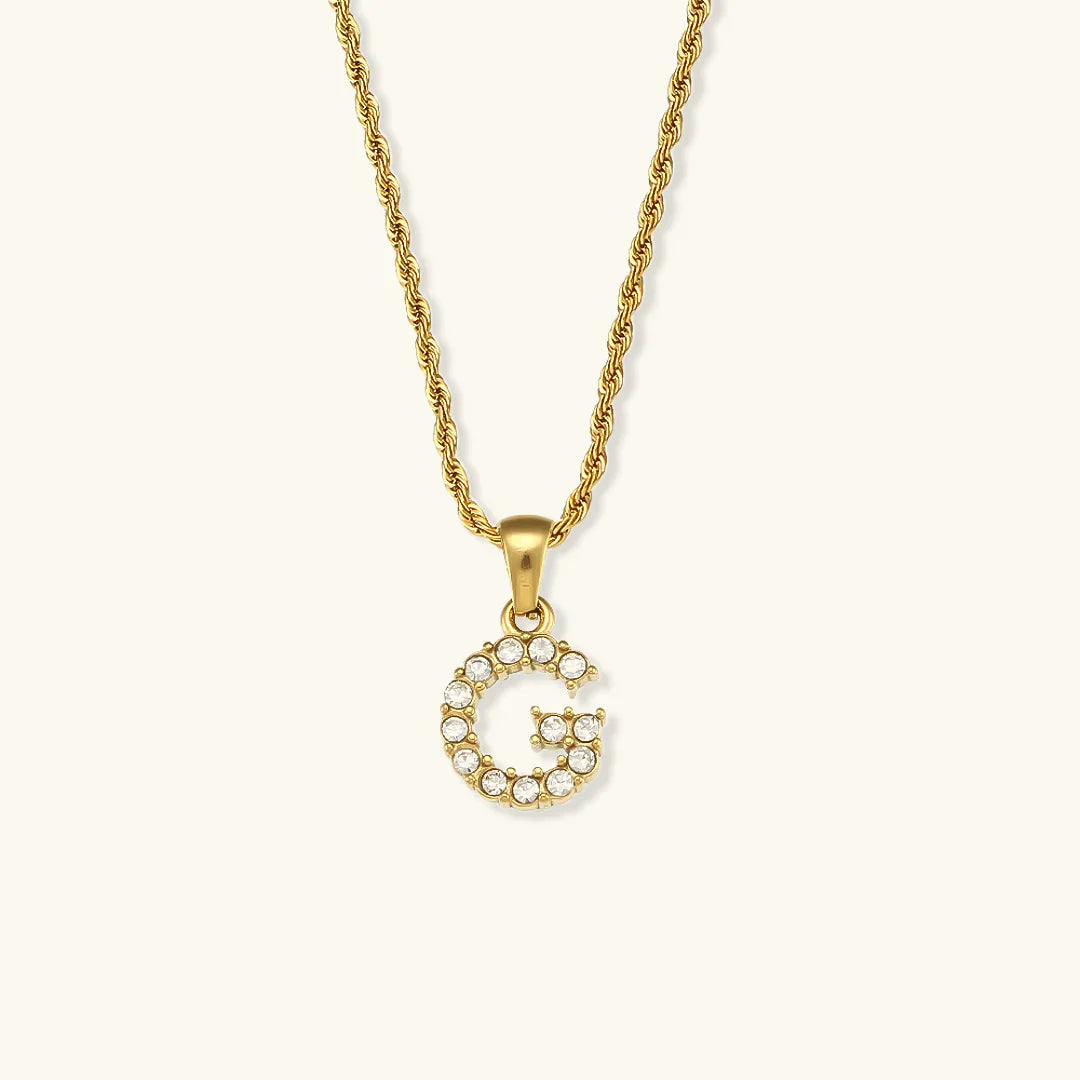 [Royal&Vicky]Maeve Letter Initial Diamond Necklace