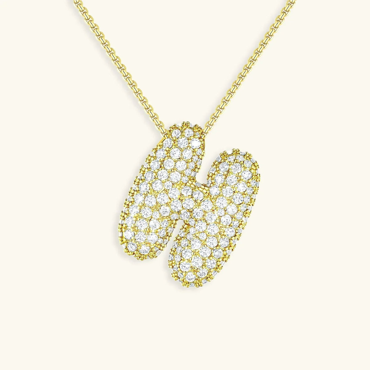 [Royal&Vicky]Bubble Initial Diamond Necklace