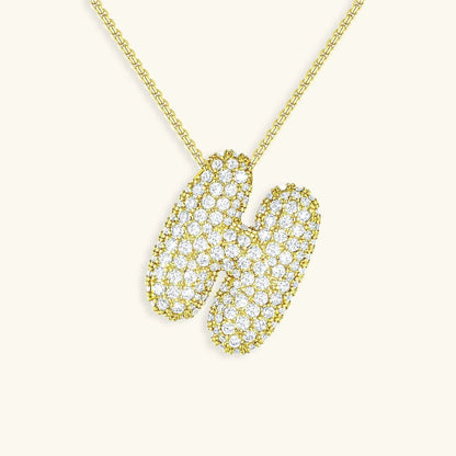 [Royal&Vicky]Bubble Initial Diamond Necklace