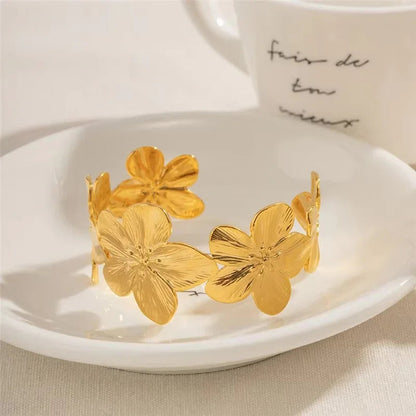 [Royal&Vicky]Ophelie Gold Floral Bangle