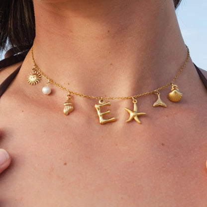 [Royal&Vicky]Avaria Ocean Initial Necklace