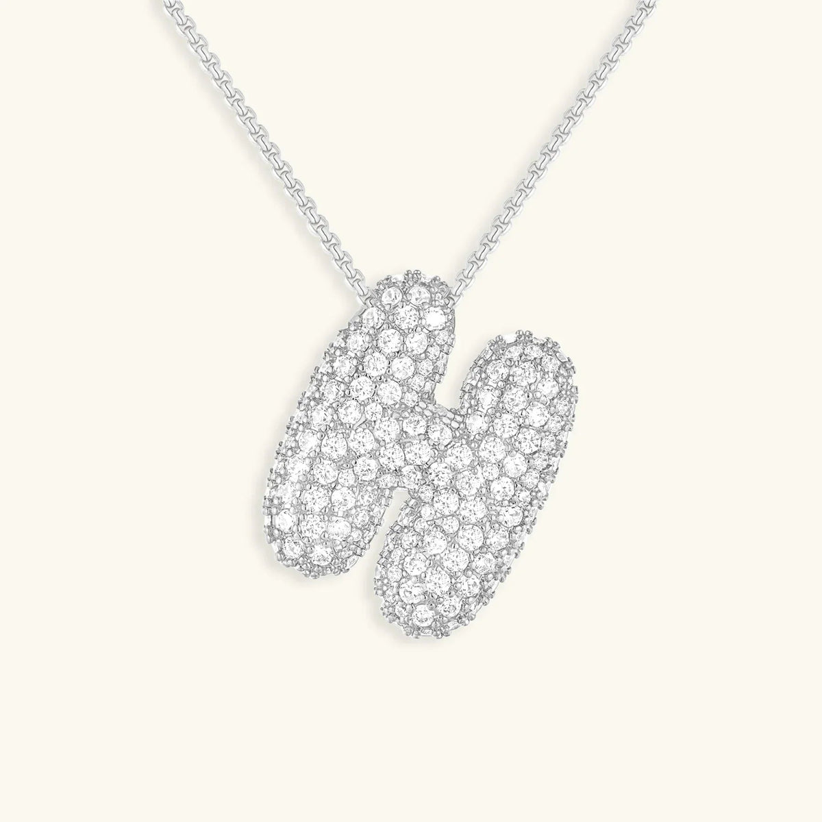 [Royal&Vicky]Bubble Initial Diamond Necklace