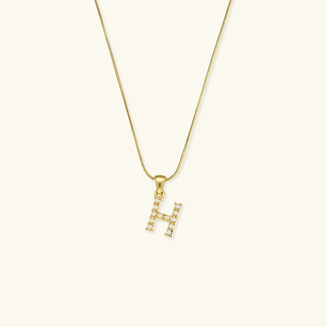 [Royal&Vicky]Augustine Initial Letter Pearl Necklace