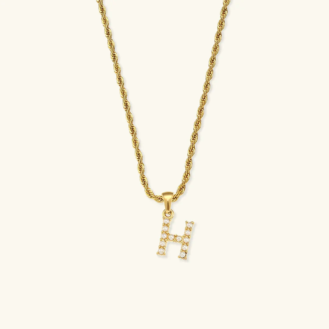 [Royal&Vicky]Elodie Initial Letter Pearl Necklace