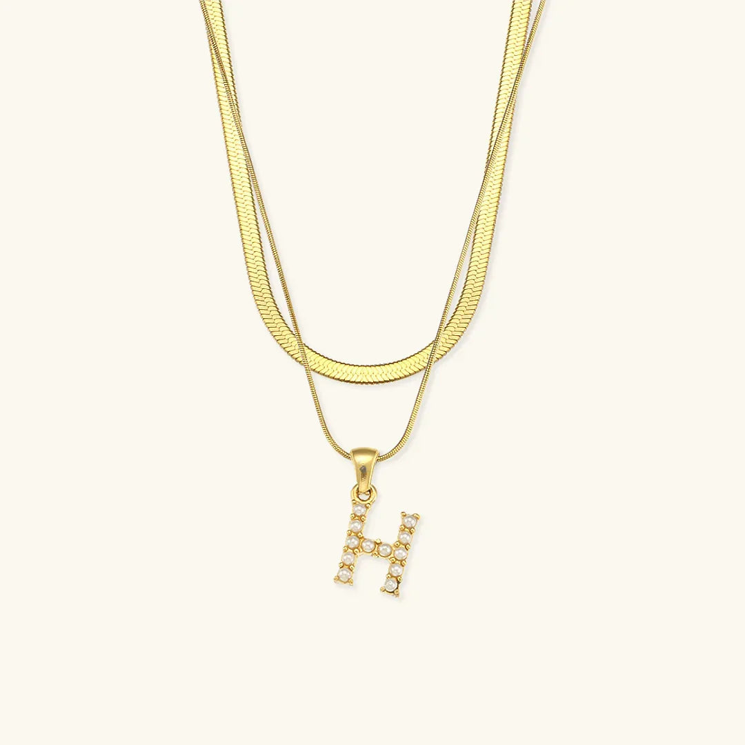 [Royal&Vicky]Fiona Layered Gold Initial Letter Necklace