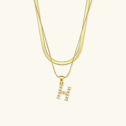 [Royal&Vicky]Fiona Layered Gold Initial Letter Necklace