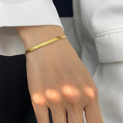 [Royal&Vicky]Ellaine Gold Herringbone Bracelet