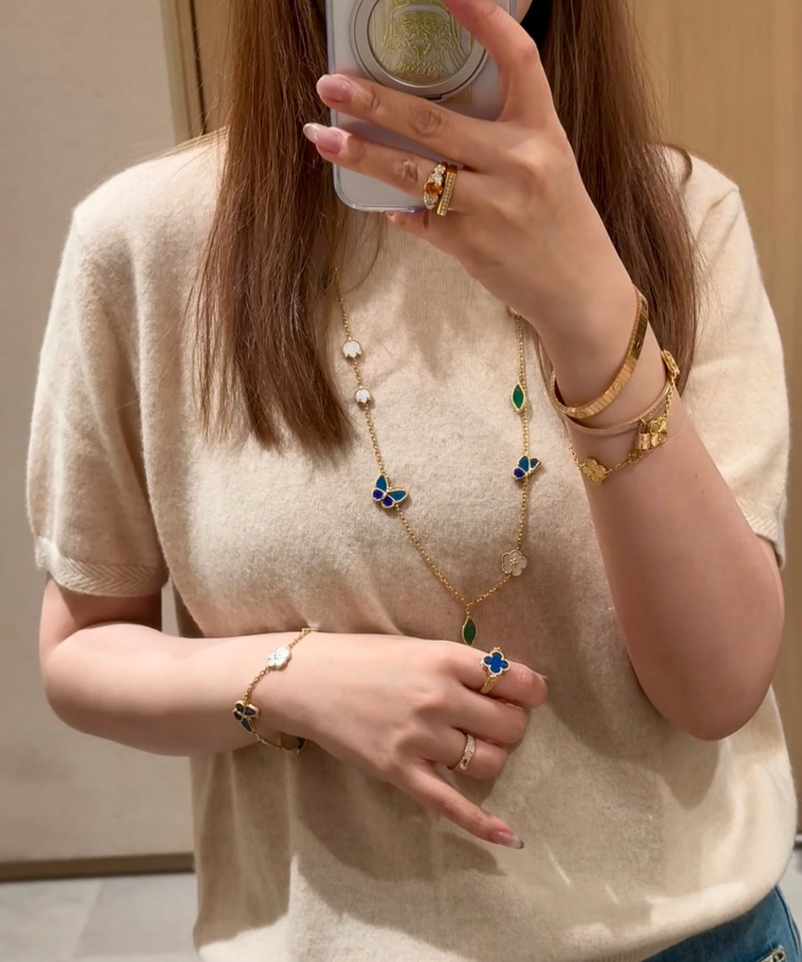 [Royal&Vicky]LUCKY SPRING BUTTERFLY 15 FLOWER NECKLACE