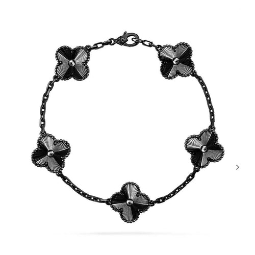 [Royal&Vicky]CLOVER 5 MOTIF BLACK BRACELET