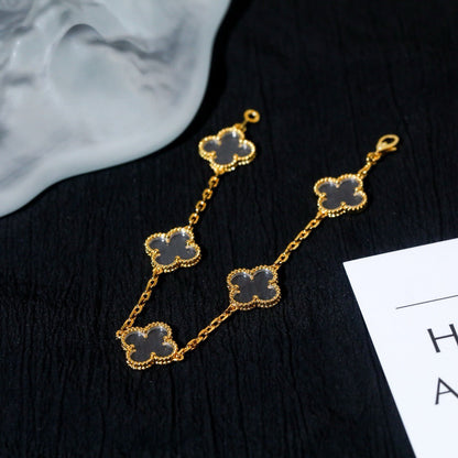 [Royal&Vicky]CLOVER 5 MOTIF ROCK CRYSTAL BRACELET