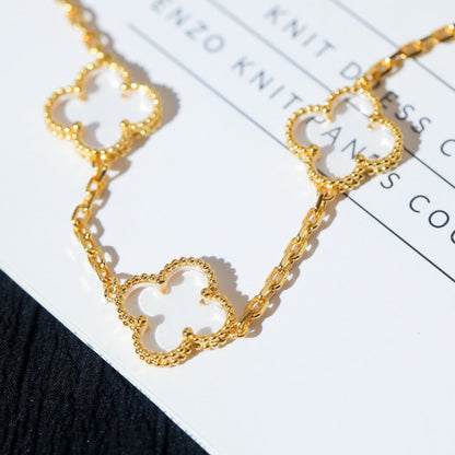[Royal&Vicky]CLOVER 5 MOTIF ROCK CRYSTAL BRACELET