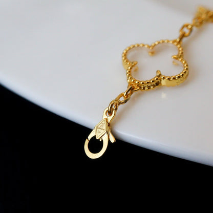 [Royal&Vicky]CLOVER 5 MOTIF ROCK CRYSTAL BRACELET