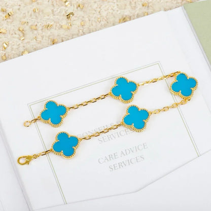 [Royal&Vicky]LUCKY CLOVER 5-MOTIF BRACELET - TURQUOISE COLLECTION
