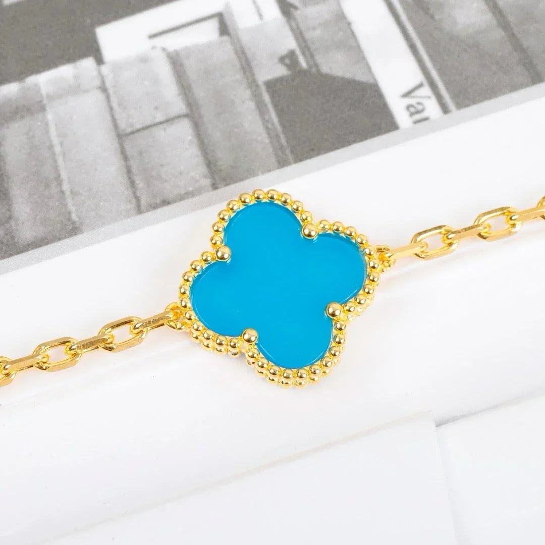 [Royal&Vicky]LUCKY CLOVER 5-MOTIF BRACELET - TURQUOISE COLLECTION