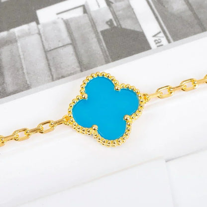 [Royal&Vicky]LUCKY CLOVER 5-MOTIF BRACELET - TURQUOISE COLLECTION