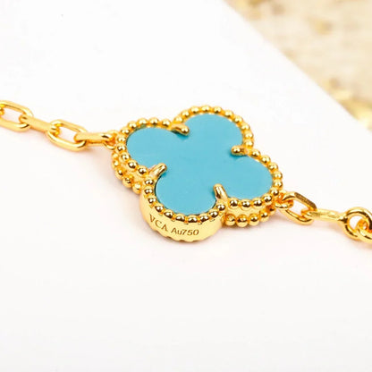 [Royal&Vicky]LUCKY CLOVER 5-MOTIF BRACELET - TURQUOISE COLLECTION