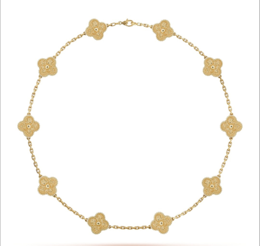 [Royal&Vicky]CLOVER 10 MOTIFS BRONZING NECKLACE