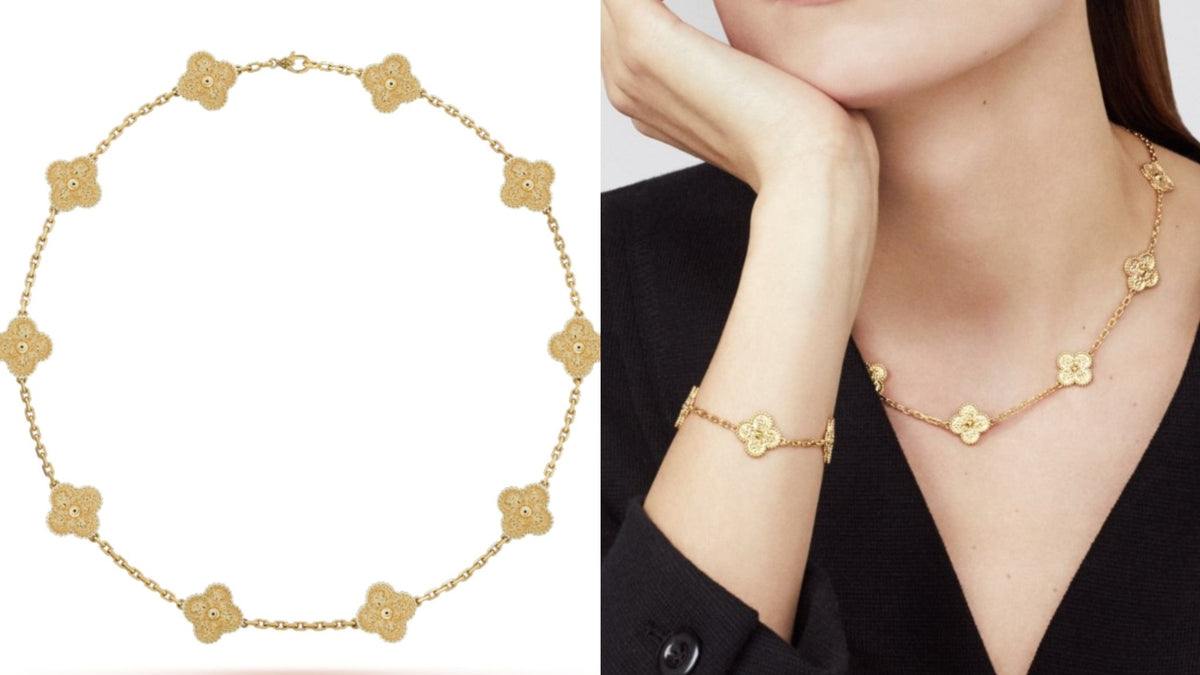 [Royal&Vicky]CLOVER 10 MOTIFS BRONZING NECKLACE