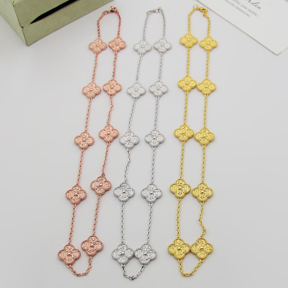 [Royal&Vicky]CLOVER 10 MOTIFS BRONZING NECKLACE