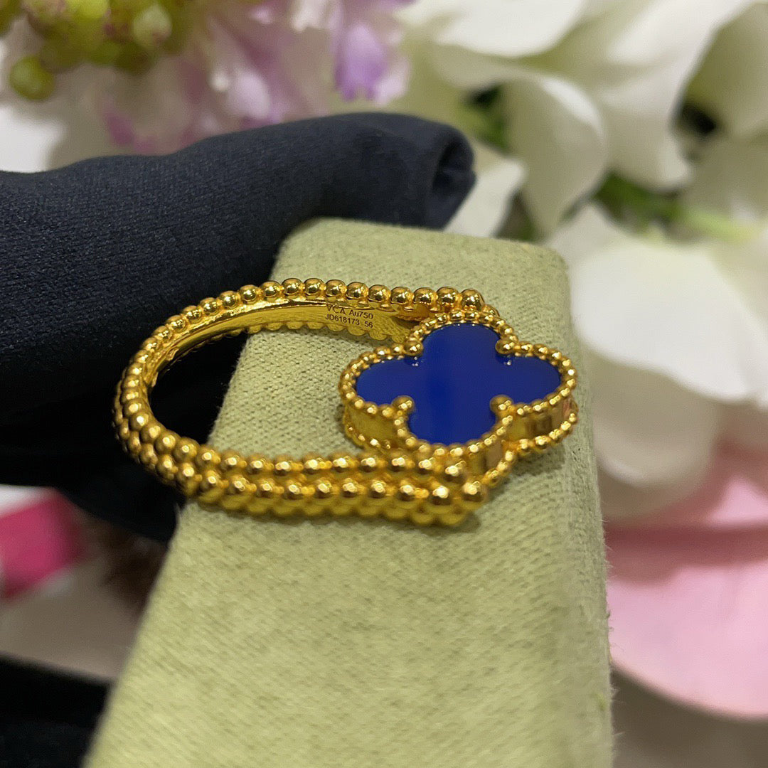 [Royal&Vicky]CLOVER RIVERSIBLE BLUE AGATE RING