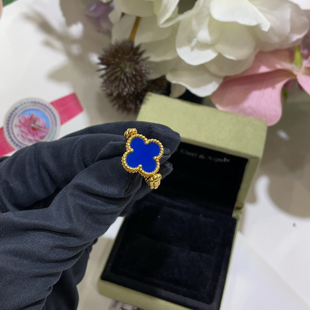 [Royal&Vicky]CLOVER RIVERSIBLE BLUE AGATE RING