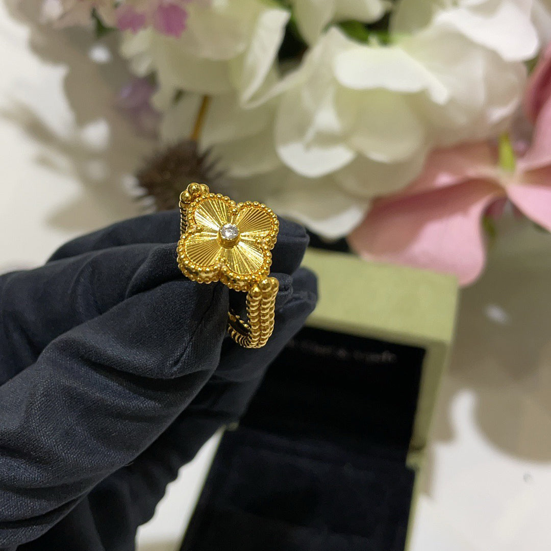 [Royal&Vicky]CLOVER RIVERSIBLE BLUE AGATE RING