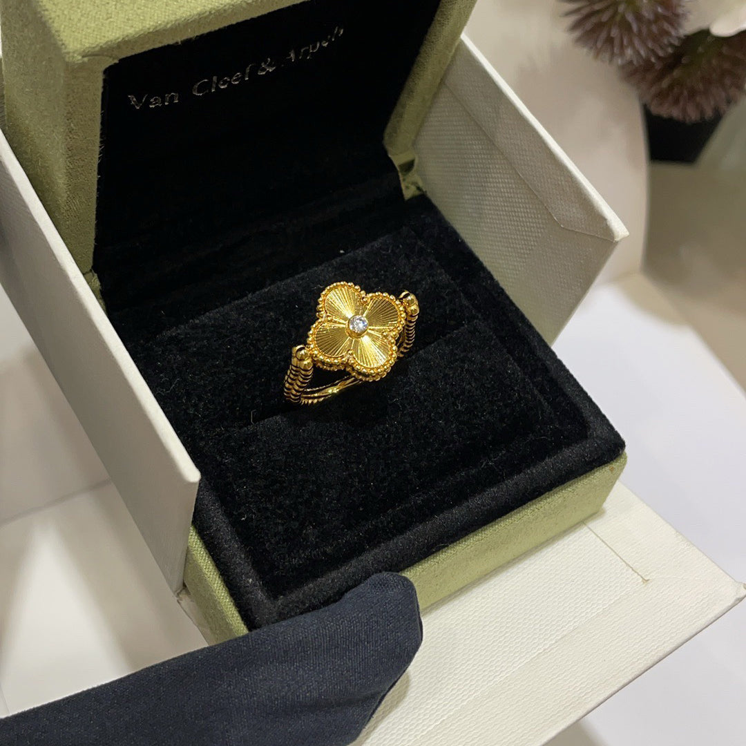 [Royal&Vicky]CLOVER RIVERSIBLE BLUE AGATE RING