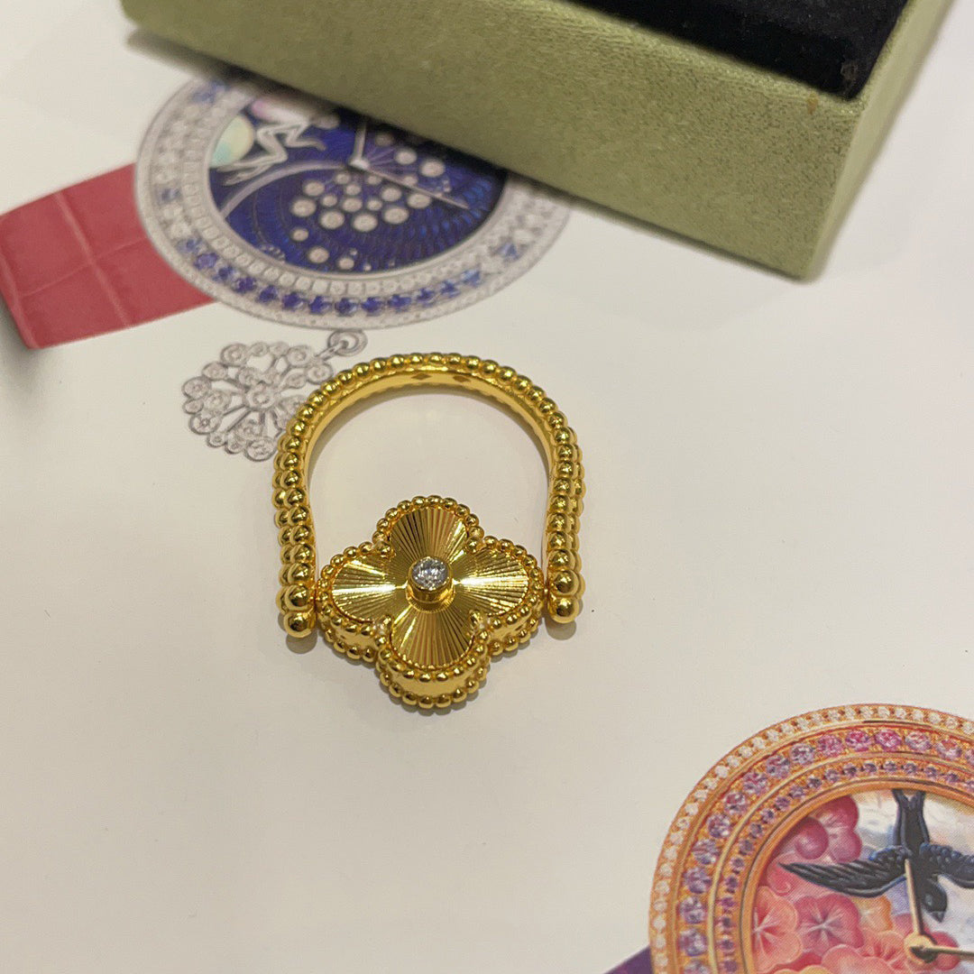 [Royal&Vicky]CLOVER RIVERSIBLE BLUE AGATE RING