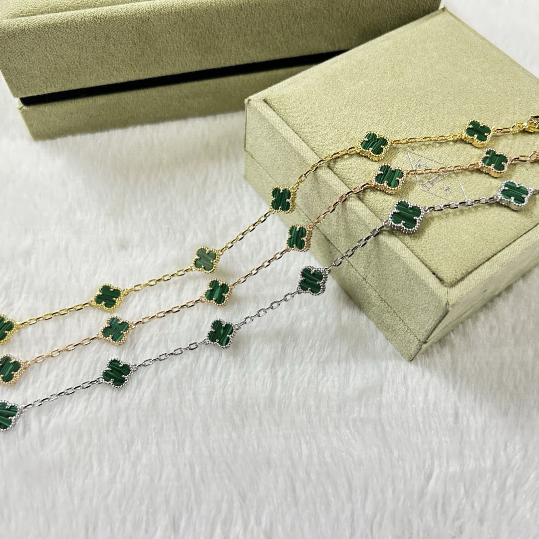 [Royal&Vicky]CLOVER 6 MOTIF MALACHITE BRACELET