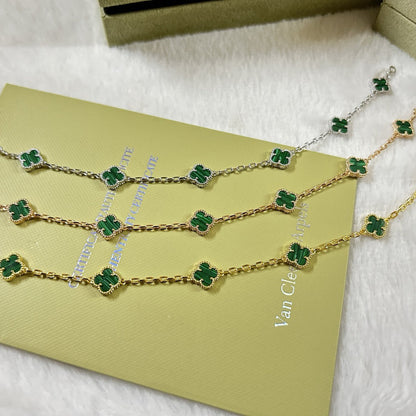 [Royal&Vicky]CLOVER 6 MOTIF MALACHITE BRACELET