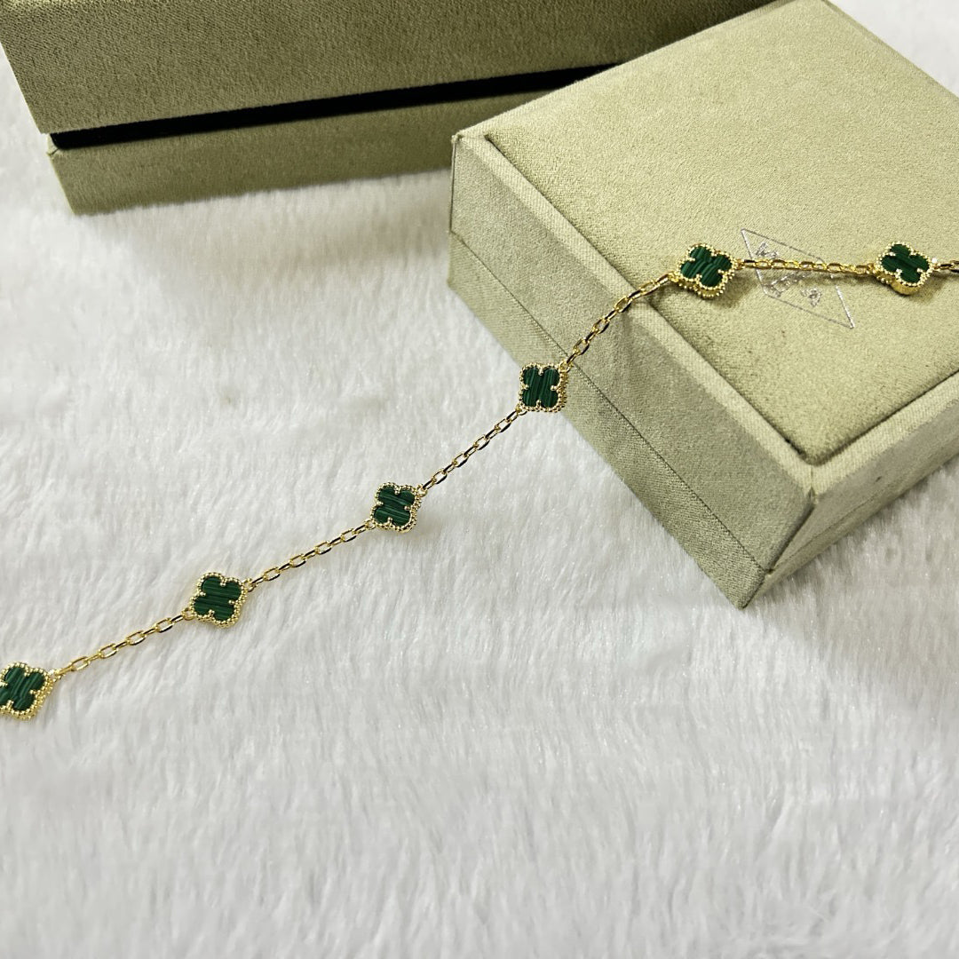 [Royal&Vicky]CLOVER 6 MOTIF MALACHITE BRACELET