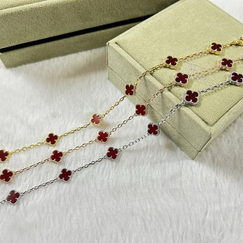 [Royal&Vicky]CLOVER 6 MOTIF RED AGATE BRACELET
