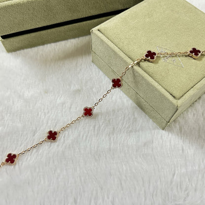 [Royal&Vicky]CLOVER 6 MOTIF RED AGATE BRACELET