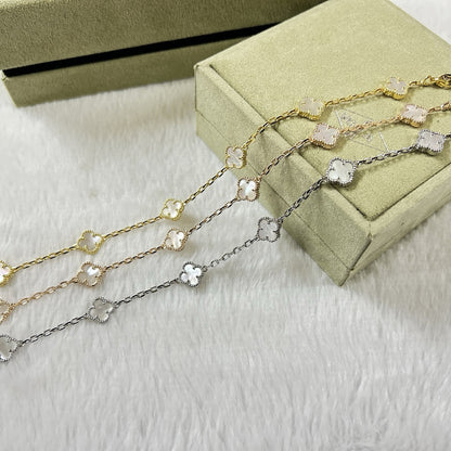 [Royal&Vicky]CLOVER 6 MOTIF WHITE MOP BRACELET
