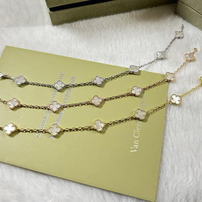 [Royal&Vicky]CLOVER 6 MOTIF WHITE MOP BRACELET
