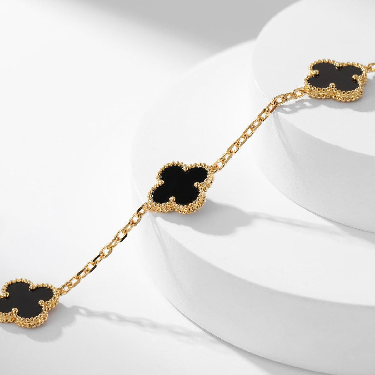 [Royal&Vicky]CLOVER 10 MOTIFS ONYX NECKLACE