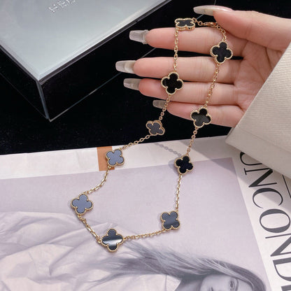 [Royal&Vicky]CLOVER 10 MOTIFS ONYX NECKLACE