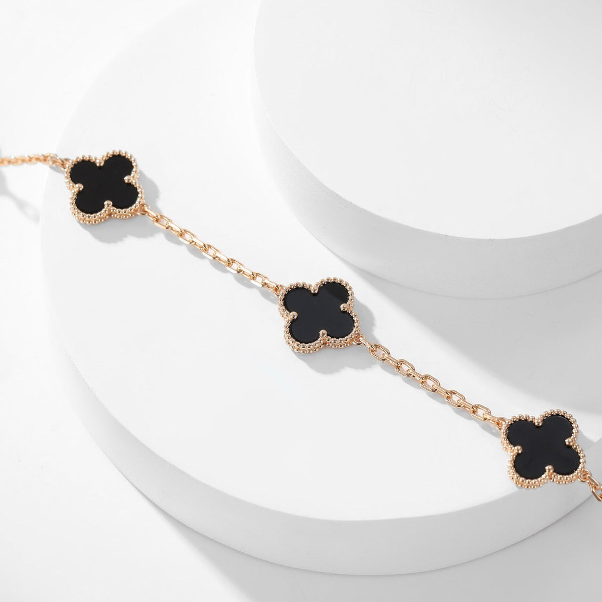 [Royal&Vicky]CLOVER 10 MOTIFS ONYX NECKLACE