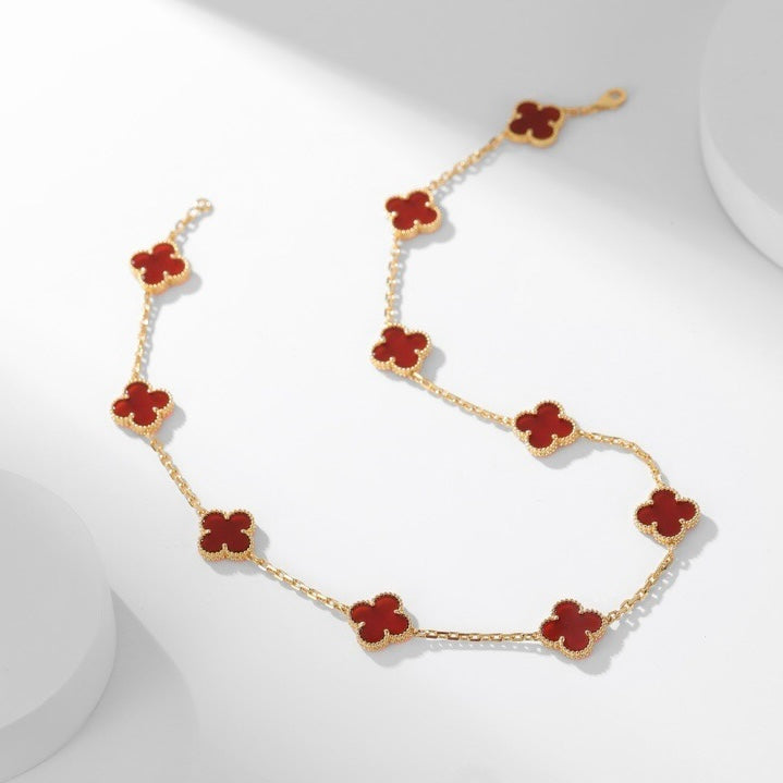 [Royal&Vicky]CLOVER 10 MOTIFS CARNELIAN NECKLACE