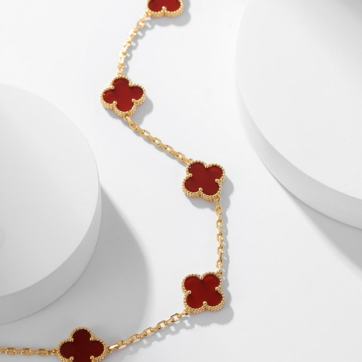 [Royal&Vicky]CLOVER 10 MOTIFS CARNELIAN NECKLACE
