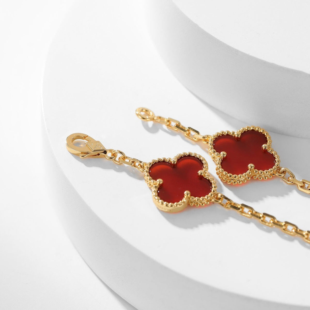 [Royal&Vicky]CLOVER 10 MOTIFS CARNELIAN NECKLACE