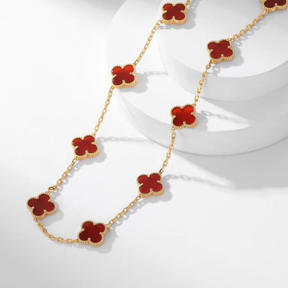 [Royal&Vicky]CLOVER 10 MOTIFS CARNELIAN NECKLACE