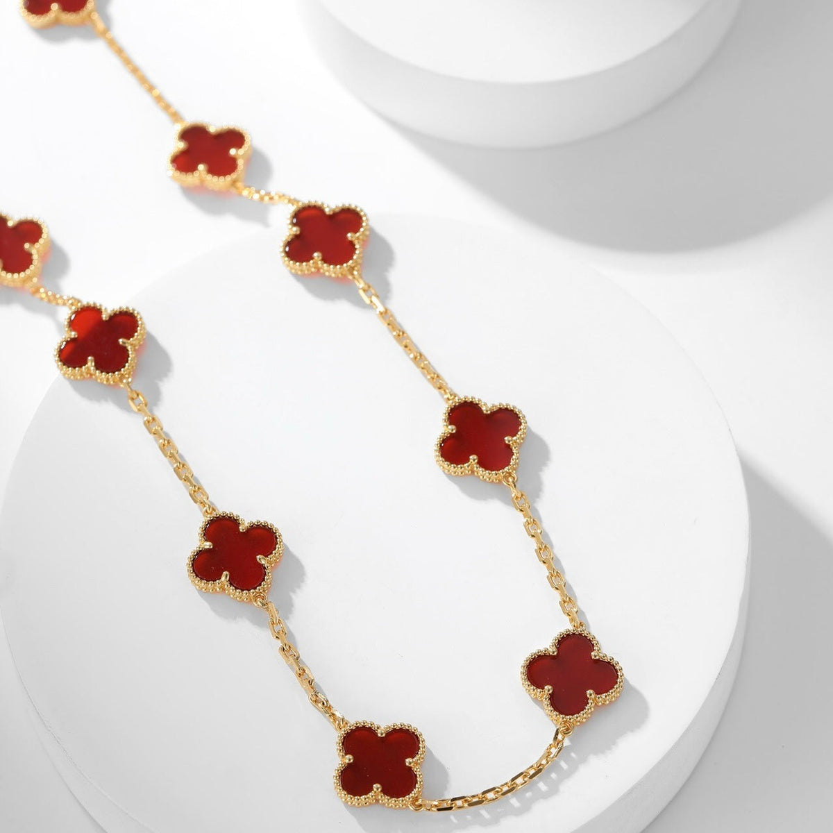 [Royal&Vicky]CLOVER 10 MOTIFS CARNELIAN NECKLACE