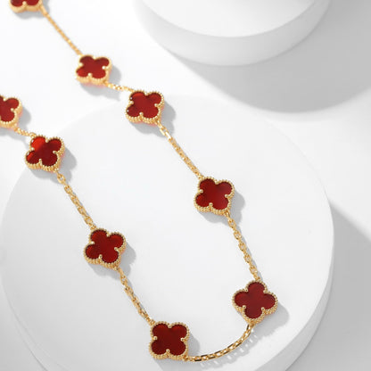 [Royal&Vicky]CLOVER 10 MOTIFS CARNELIAN NECKLACE
